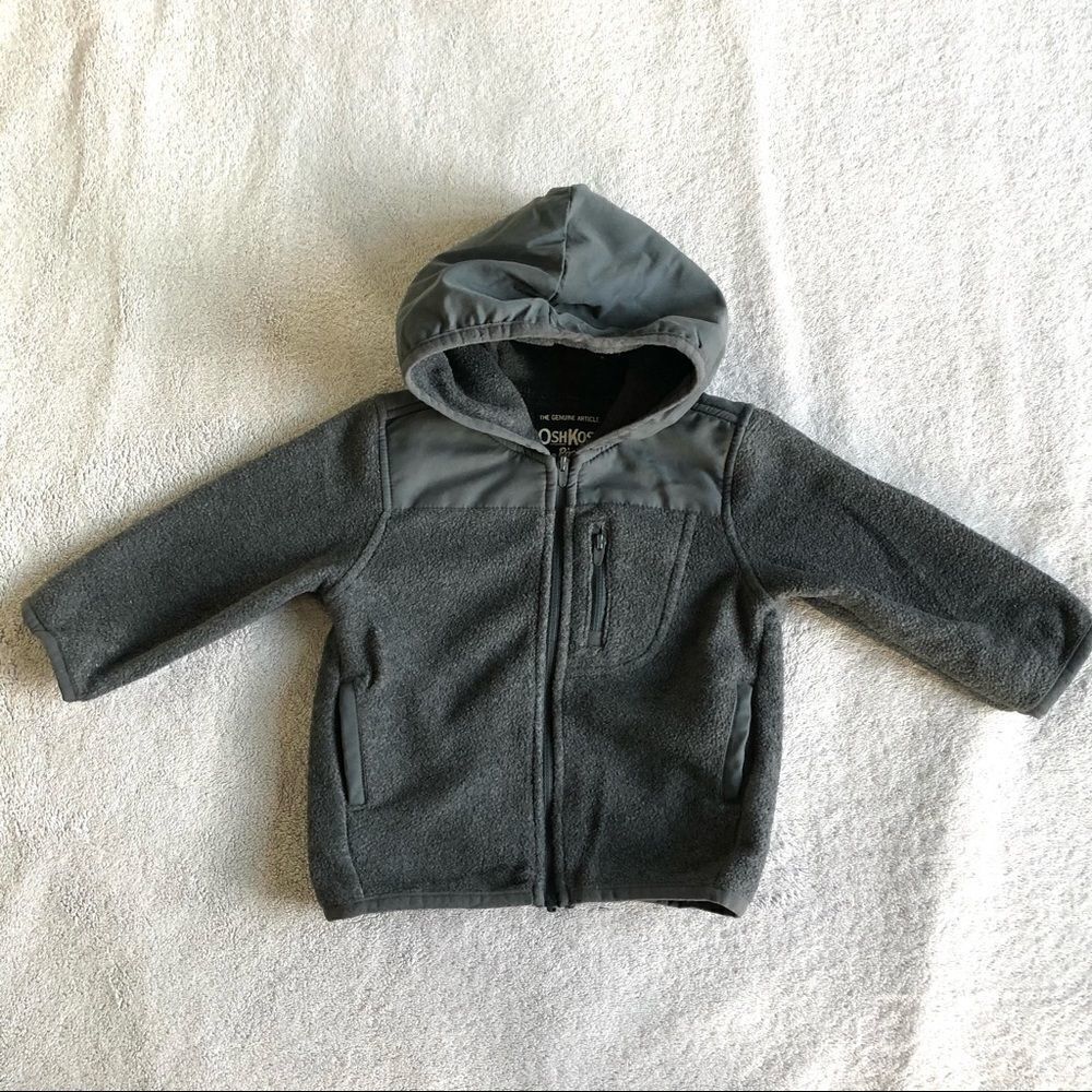 Osh Kosh Gray Hooded Fleece Zip Jacket